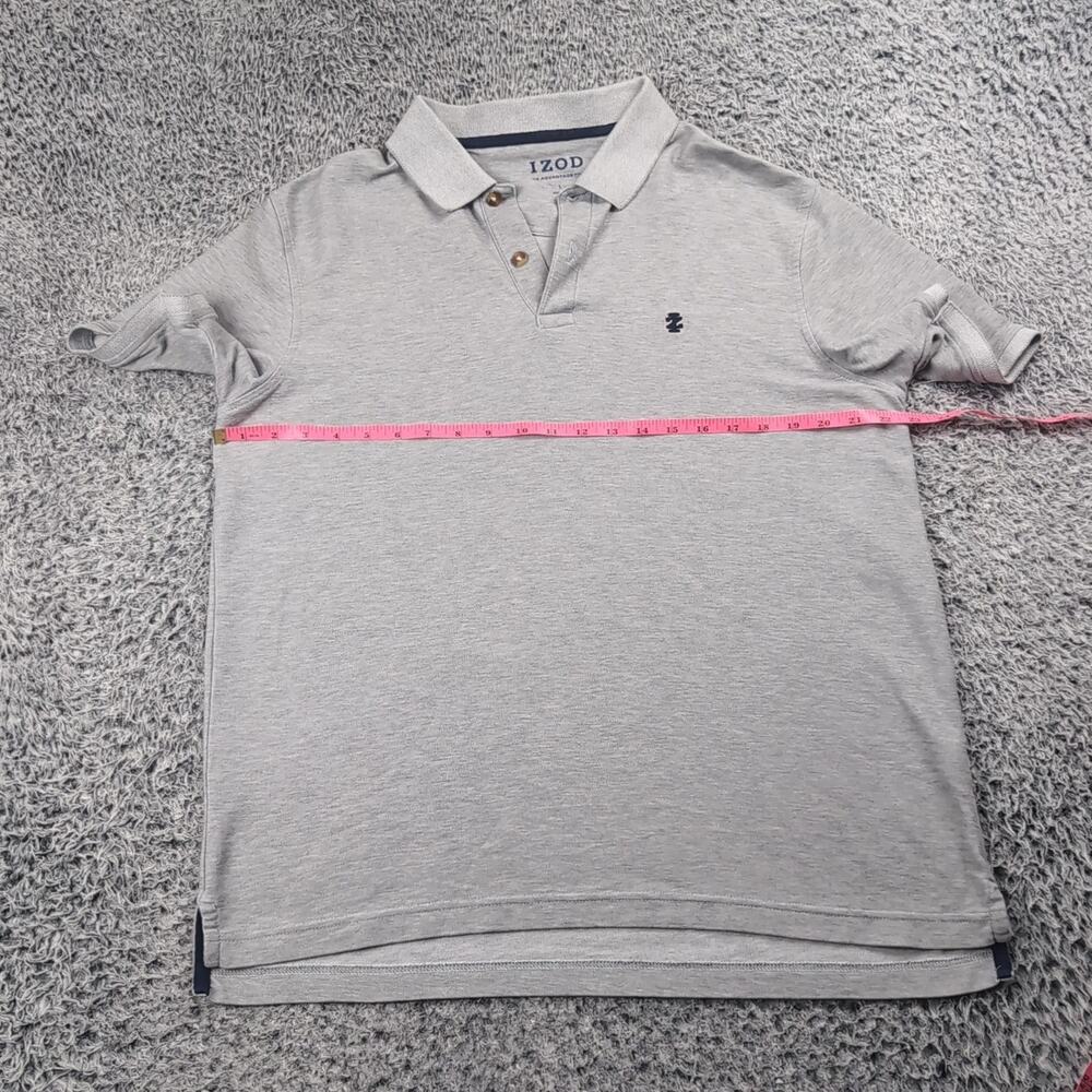 IZOD Shirt Men Large Gray Casual Polo Preppy Short Sleeve Normcore Button Collar - Picture 3 of 6